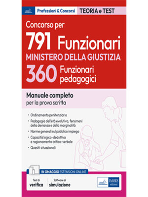cover image of Concorso 360 Funzionari pedagogici Ministero Giustizia